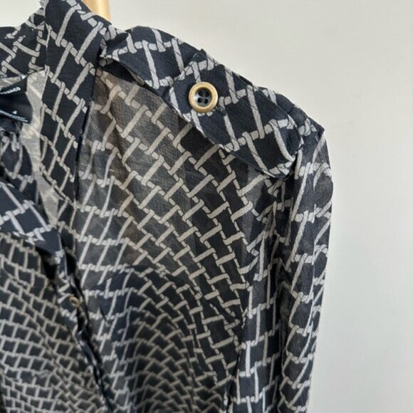 Club Monaco Silk Shirt Dress – Black Checkered – Size 4 - Picture 5 of 8